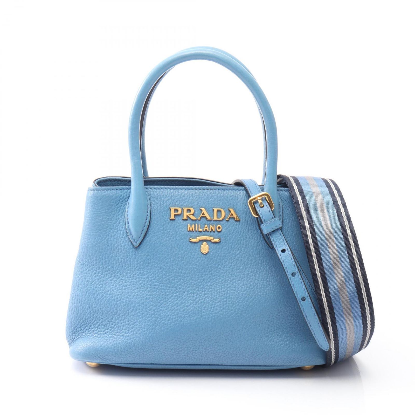 プラダ PRADA ハンドバッグ VIT DAINO ヴィッテロダイノ 2WAY 1BH081 ライトブルー レザー 2WAY ミニ ハンド レディース Used A