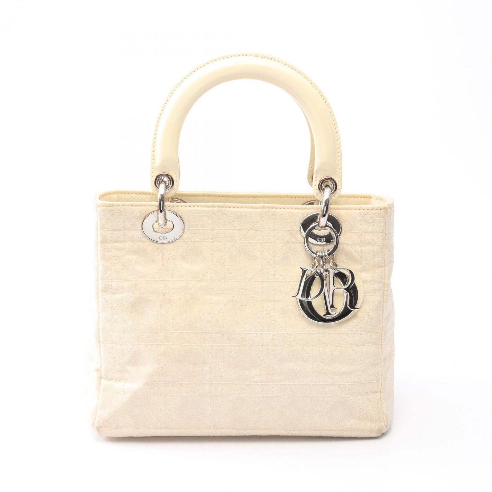 ディオール Dior ハンドバッグ LADY DIOR レディディオール カナージュ 2WAY ベージュ パテントレザー レディディオール カナージュ 2wayトート レディース Used B