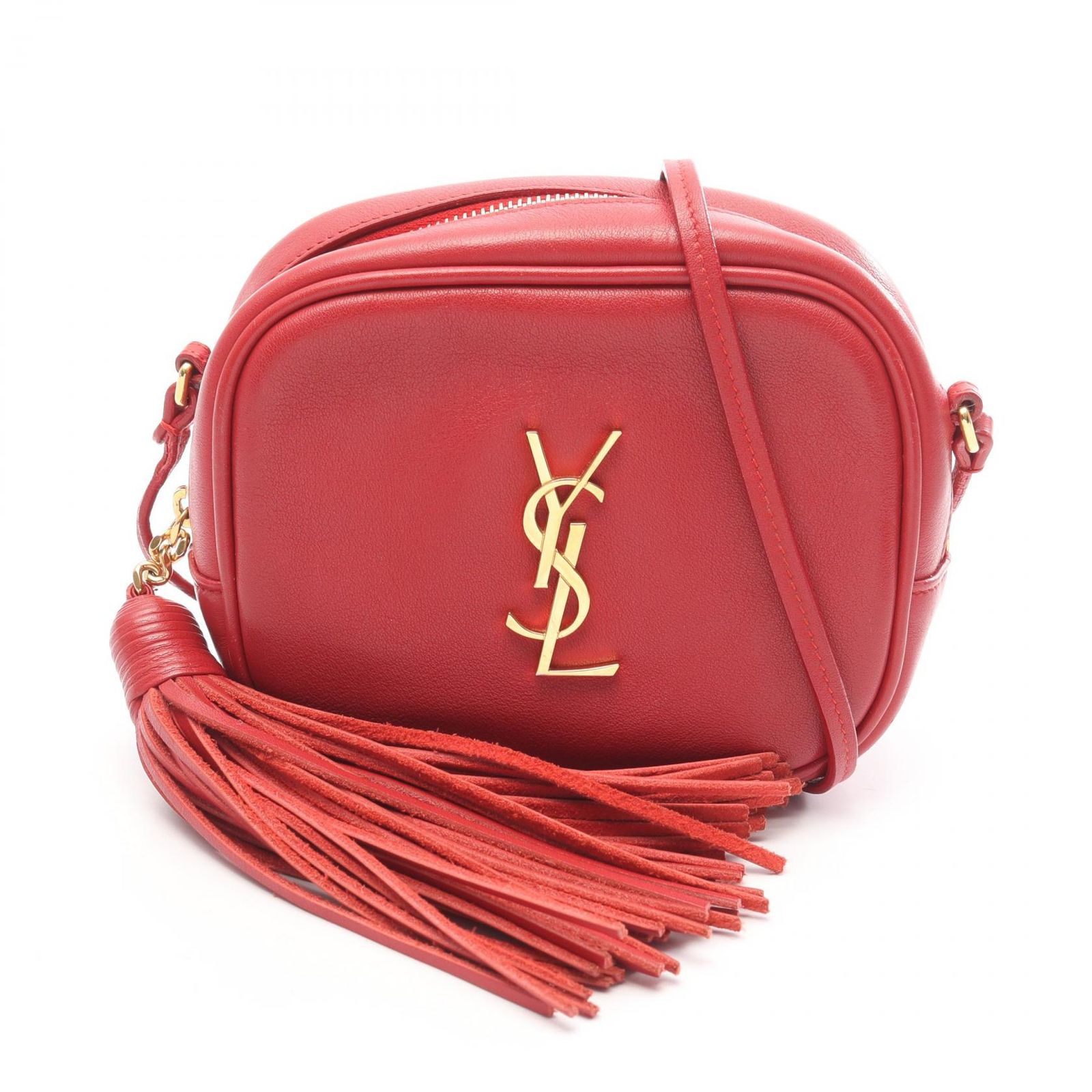 イヴ・サンローラン YVES SAINT LAURENT ショルダーバッグ ブロガー レッド レザー ブロガーバッグ レディース Used B
