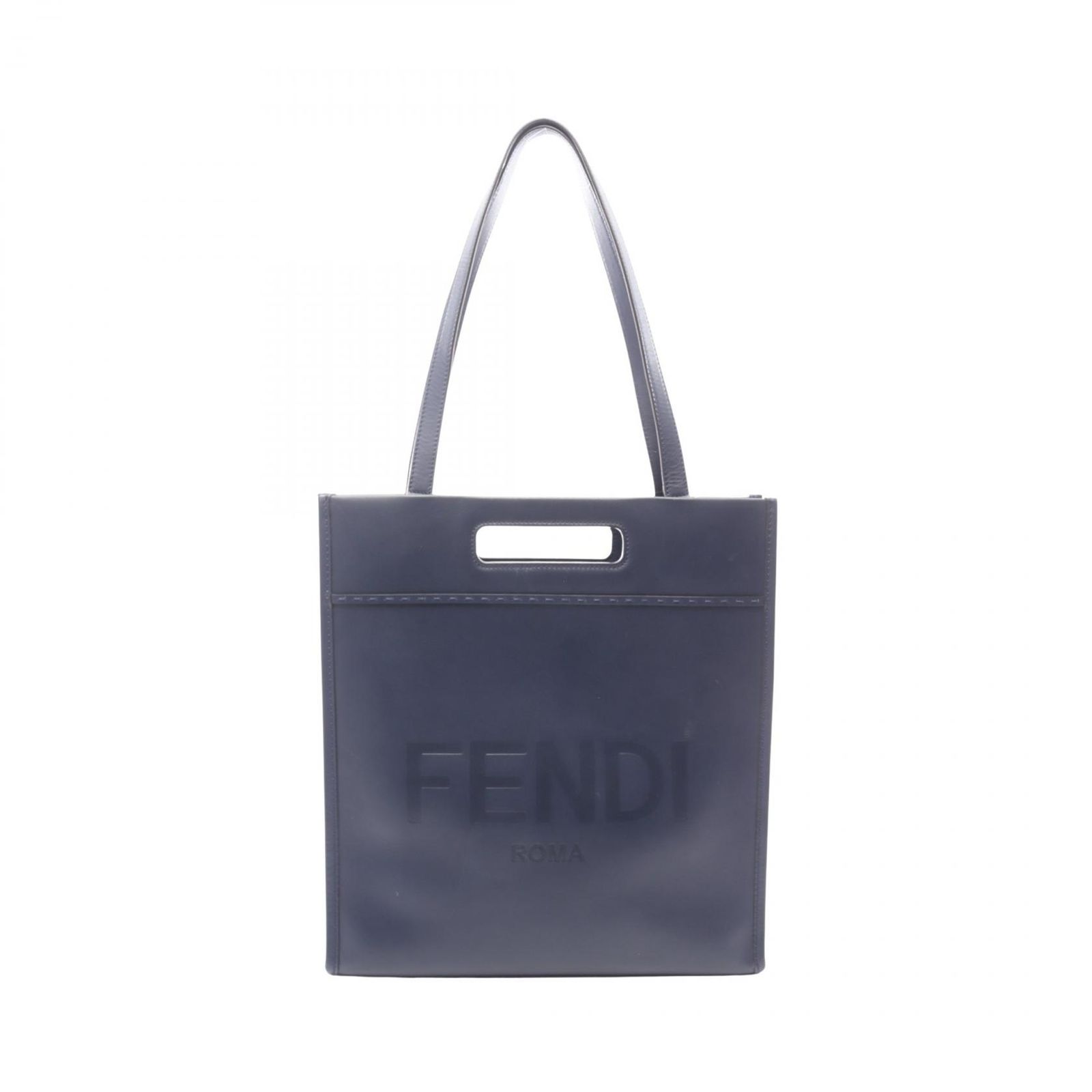 フェンディ FENDI トートバッグ SHOPPING BAG 7VA481 ネイビー レザー 2wayトート レディース Used A