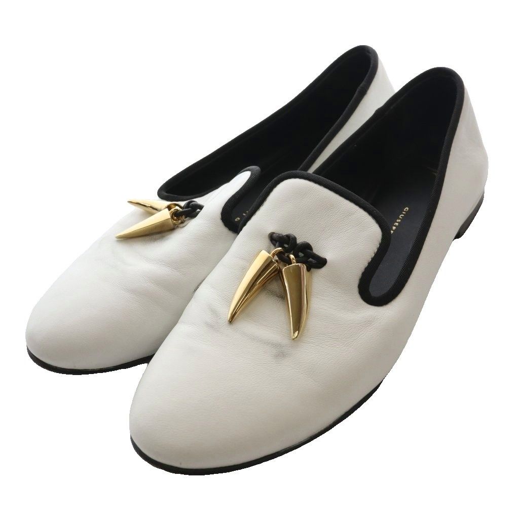 ジュゼッペザノッティデザイン GIUSEPPE ZANOTTI DESIGN フラットローファー 38 白 ホワイト /SS ■OS ■GY62