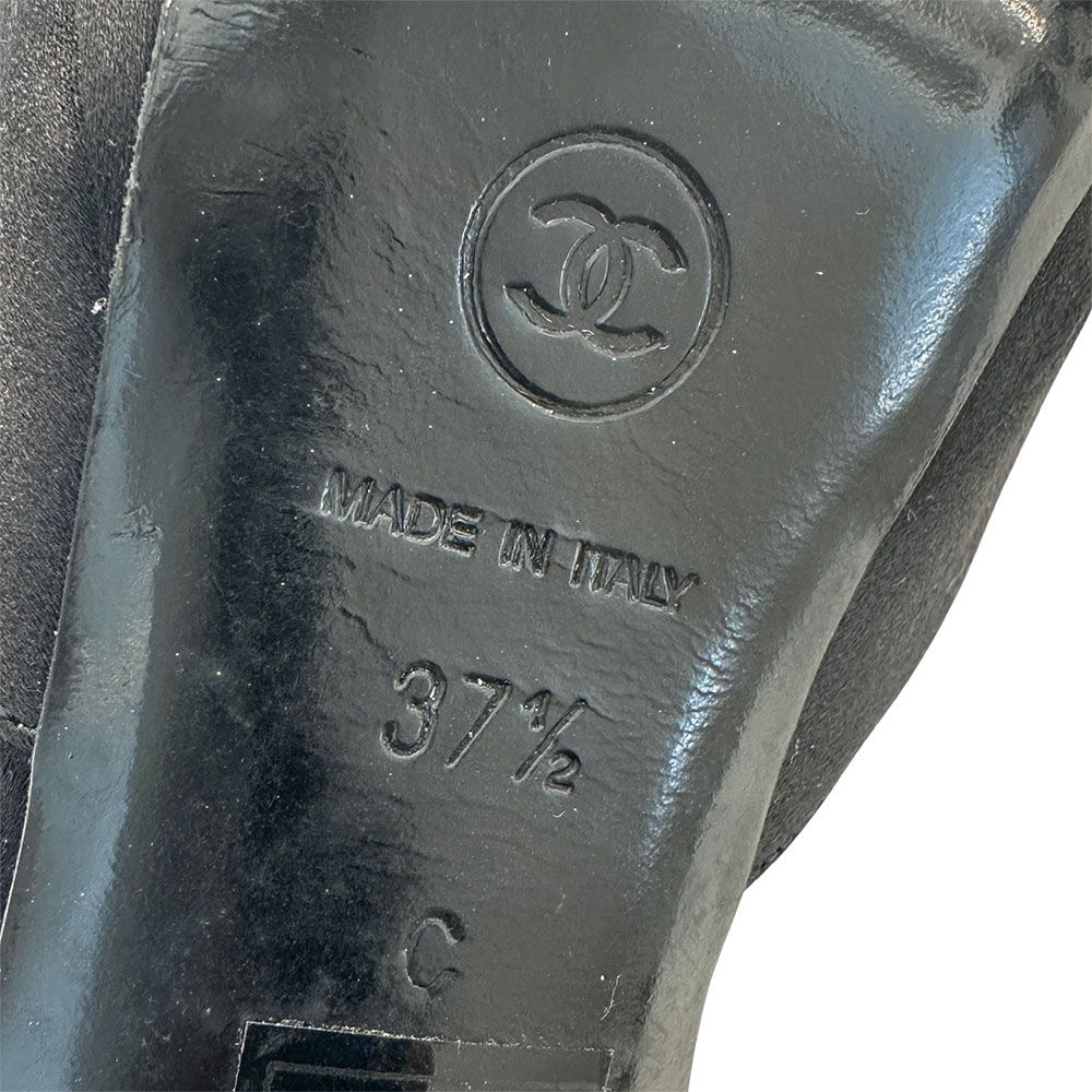 シャネル CHANEL 靴 レディース ブランド サテン レザー ハイヒール
