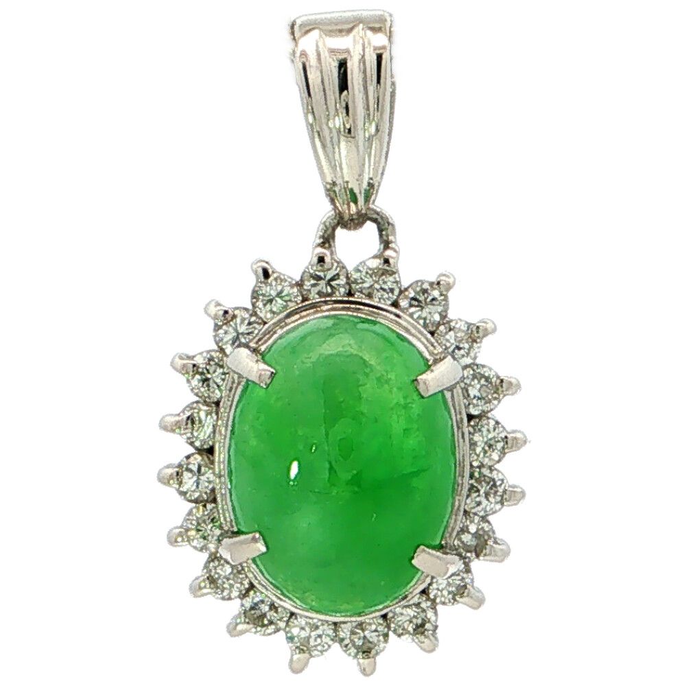 1.81ct 0.29ct 取り巻き 1P 翡翠 ジェイド ダイヤモンド ペンダントトップ Pt900-3.3g プラチナ【♀】【S】【レディース】★■610691【中古】