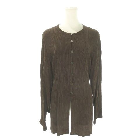 HIROKO BIS ヒロコビズ ブラウス M 茶 【古着】【中古】【送料無料】 ヒロコビス HIROKO BIS シャツ ブラウス 9T 茶 ブラウン 長袖 ラウンド