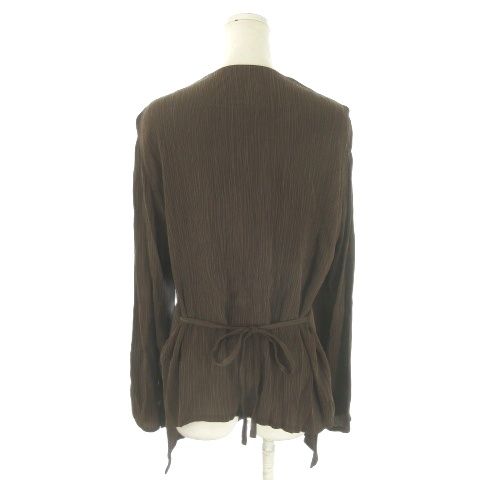 HIROKO BIS ヒロコビズ ブラウス M 茶 【古着】【中古】【送料無料】 ヒロコビス HIROKO BIS シャツ ブラウス 9T 茶 ブラウン 長袖 ラウンド