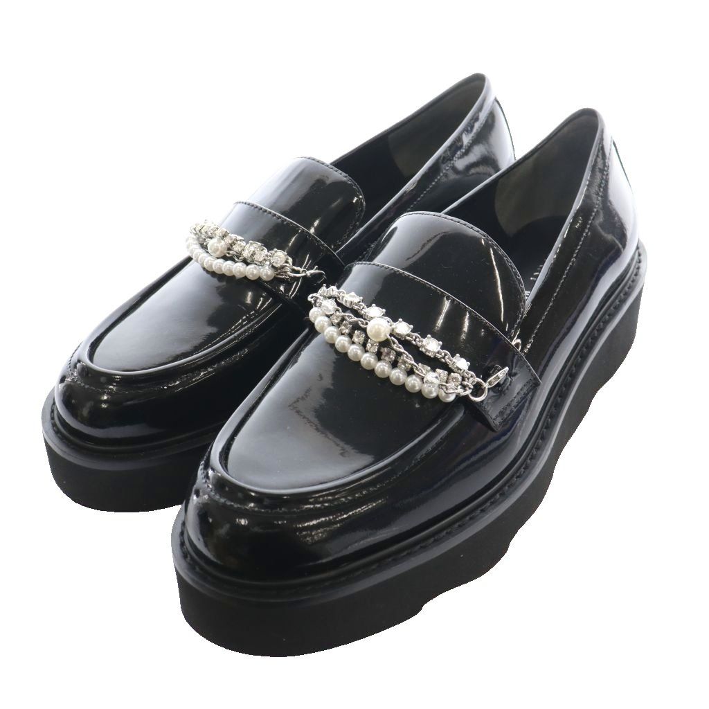 スチュアートワイツマン STUART WEITZMAN プラットフォームローファー US7B 黒 ブラック /SS ■OS ■GY62