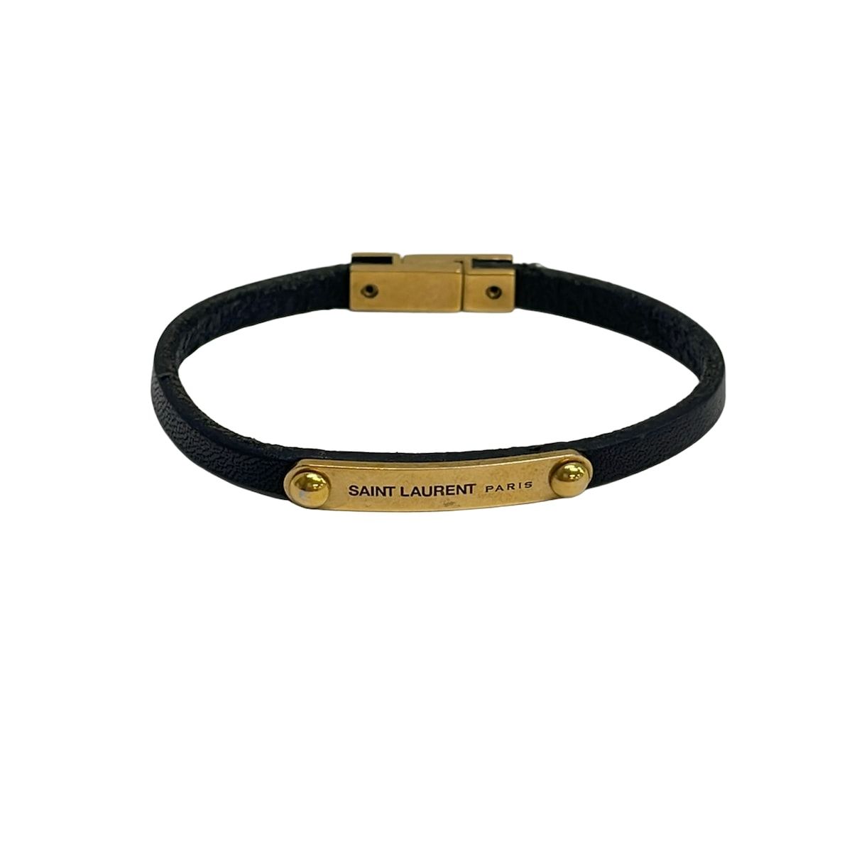 SAINT LAURENT PARIS サンローランパリ レザーブレスレット SAINT LAURENT PARIS(サンローランパリ) ブレスレット - レザー 黒