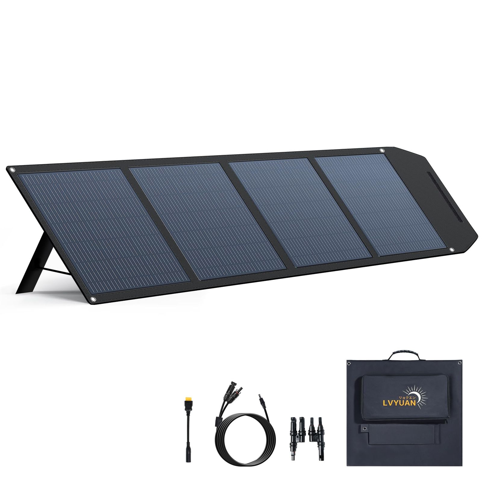 リョクエン(LVYUAN) ソーラーパネル 200W ポータブル電源用 折りたたみ DC23.6V/47.2V 可変電圧仕様 単結晶シリコン ソーラーチャージャー 太陽光パネル 直列/並列接続可 22.5％高交換効率 防災用/停電対策CSUL-200W shu