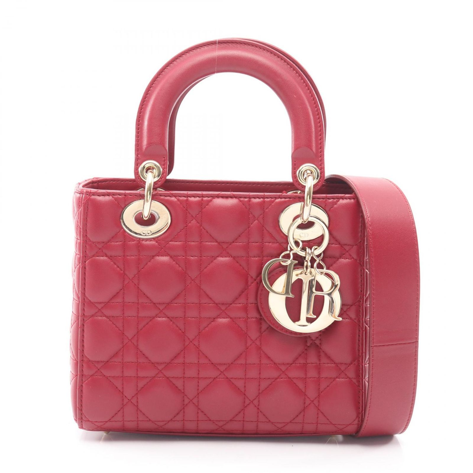 ディオール Dior ハンドバッグ LADY DIOR MY ABCDIOR レディディオール スモール カナージュ 2WAY レッド レザー レディディオール カナージュ 2wayトート レディース