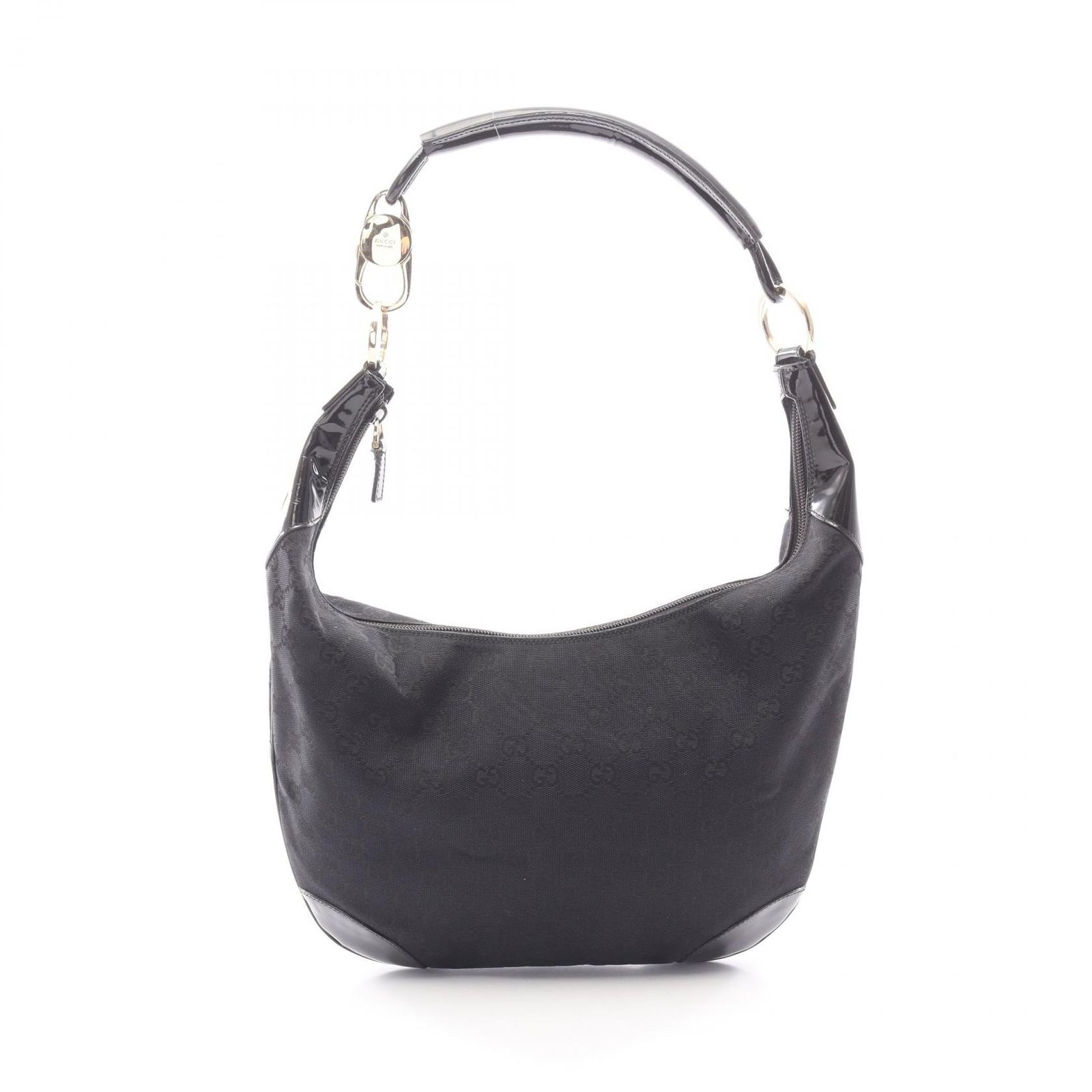 グッチ GUCCI ショルダーバッグ 001･4157 ブラック ナイロン パテントレザー ワンショルダー レディース Used A