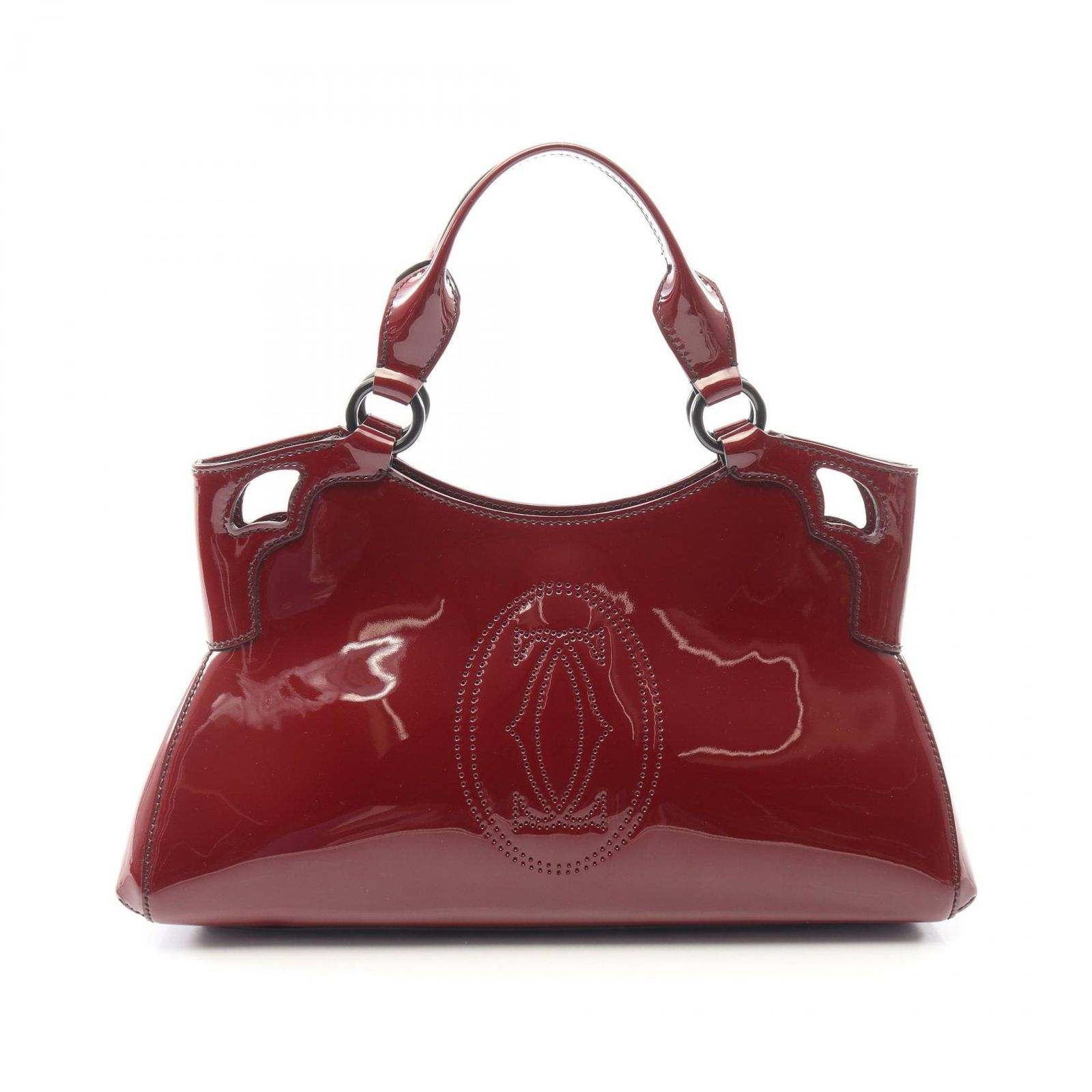 カルティエ CARTIER ハンドバッグ マルチェロ ドゥ カルティエSM ボルドー パテントレザー マルチェロ ハンドバッグ レディース Used A