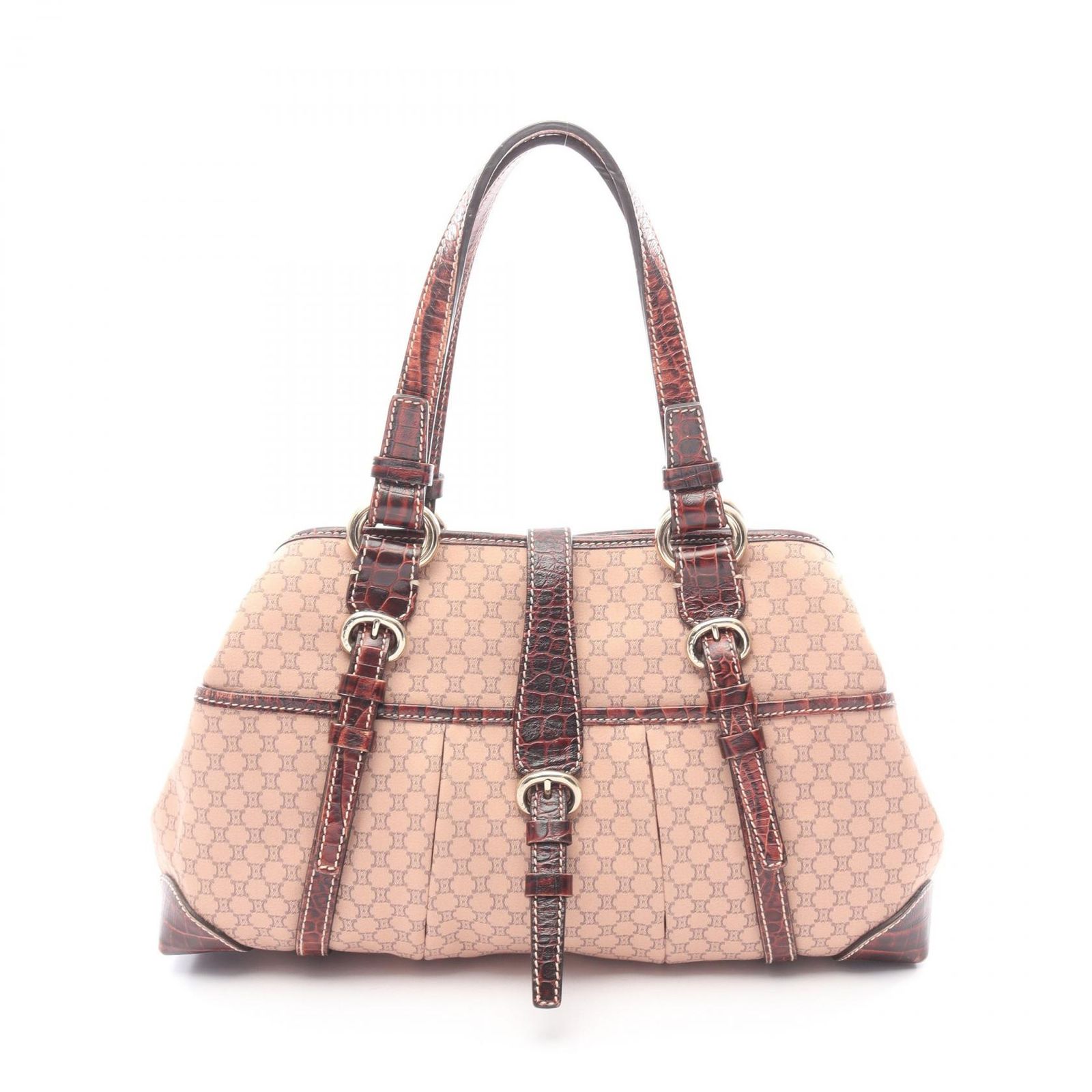 セリーヌ CELINE ハンドバッグ マカダム ピンクベージュ キャンバス レザー マカダム トートバッグ レディース Used B 34,970円