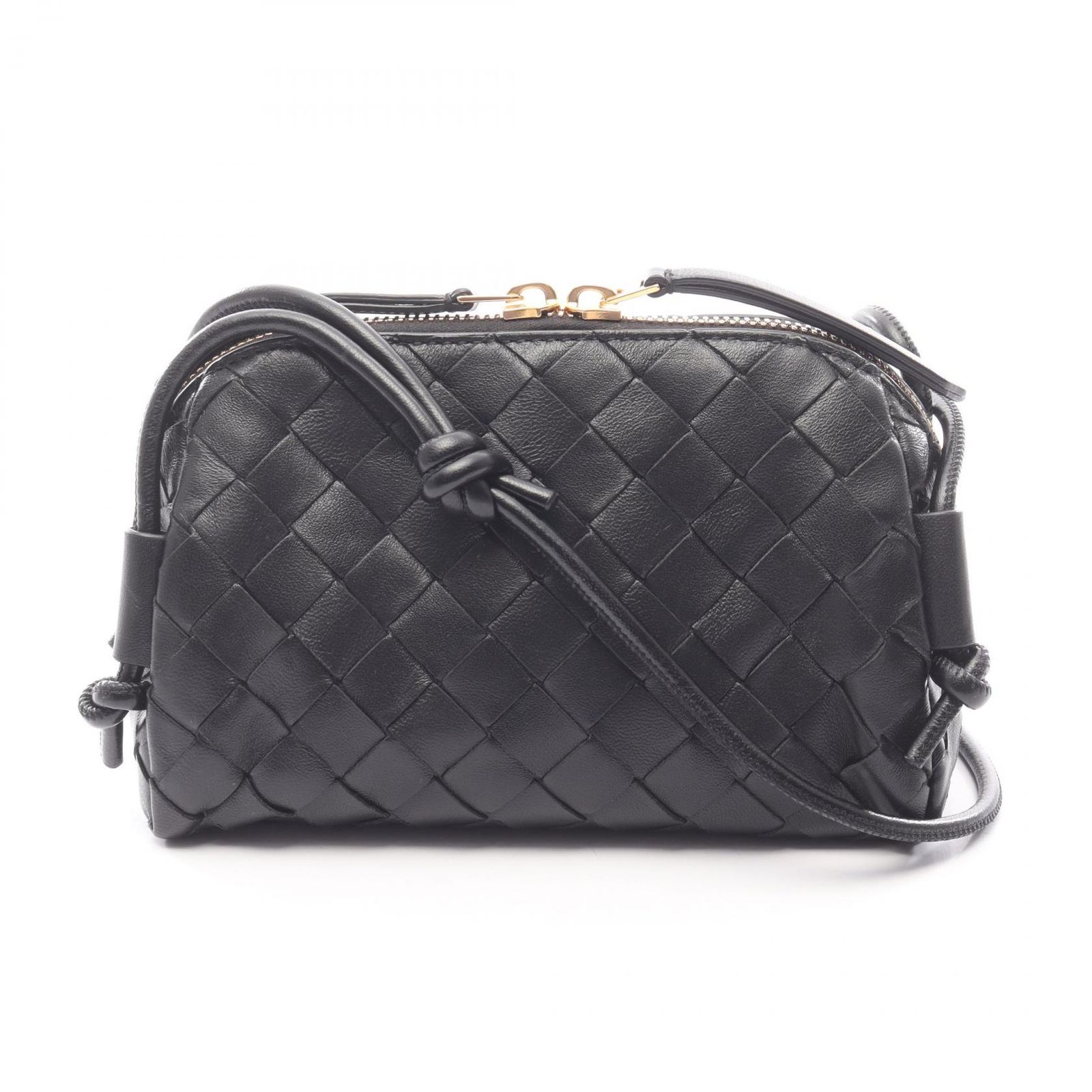 ボッテガヴェネタ BOTTEGA VENETA ショルダーバッグ イントレチャート 794258 ブラック レザー イントレチャート ショルダー レディース Used A