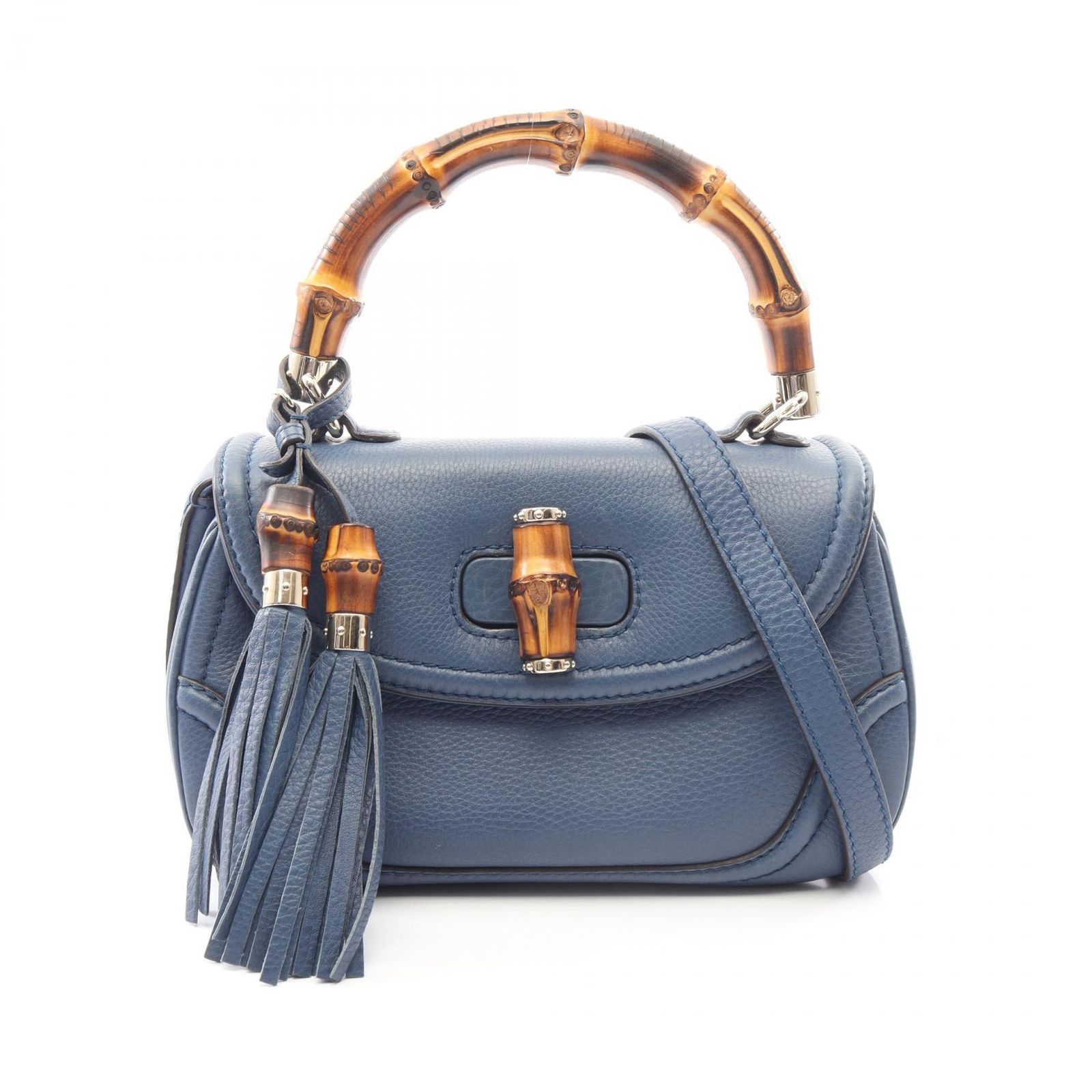 グッチ GUCCI ハンドバッグ ニューバンブー 2WAY 254884 ブルー レザー ニューバンブー ハンド レディース Used B