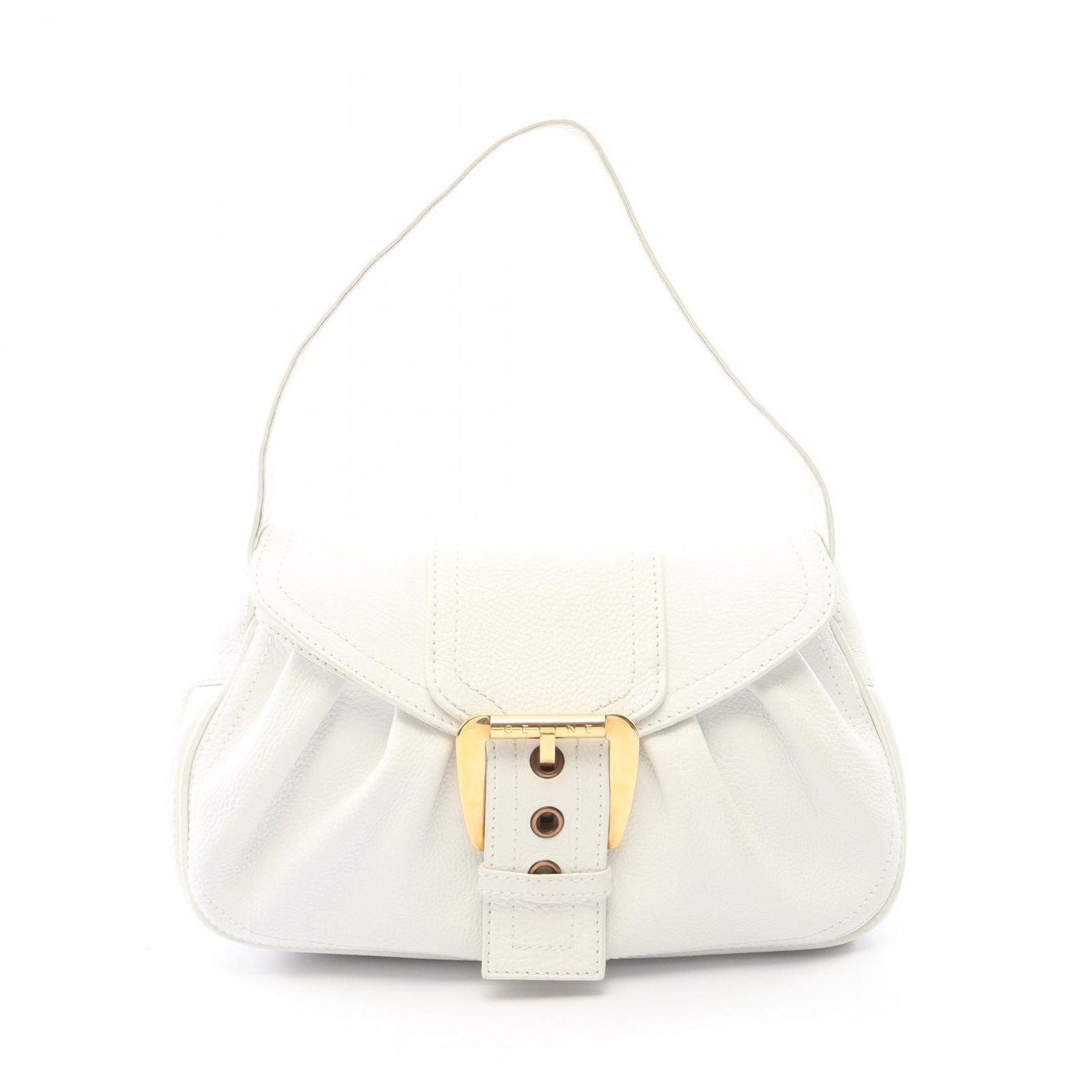 セリーヌ CELINE ハンドバッグ シューケット ホワイト レザー ラージシューケット レディース Used B