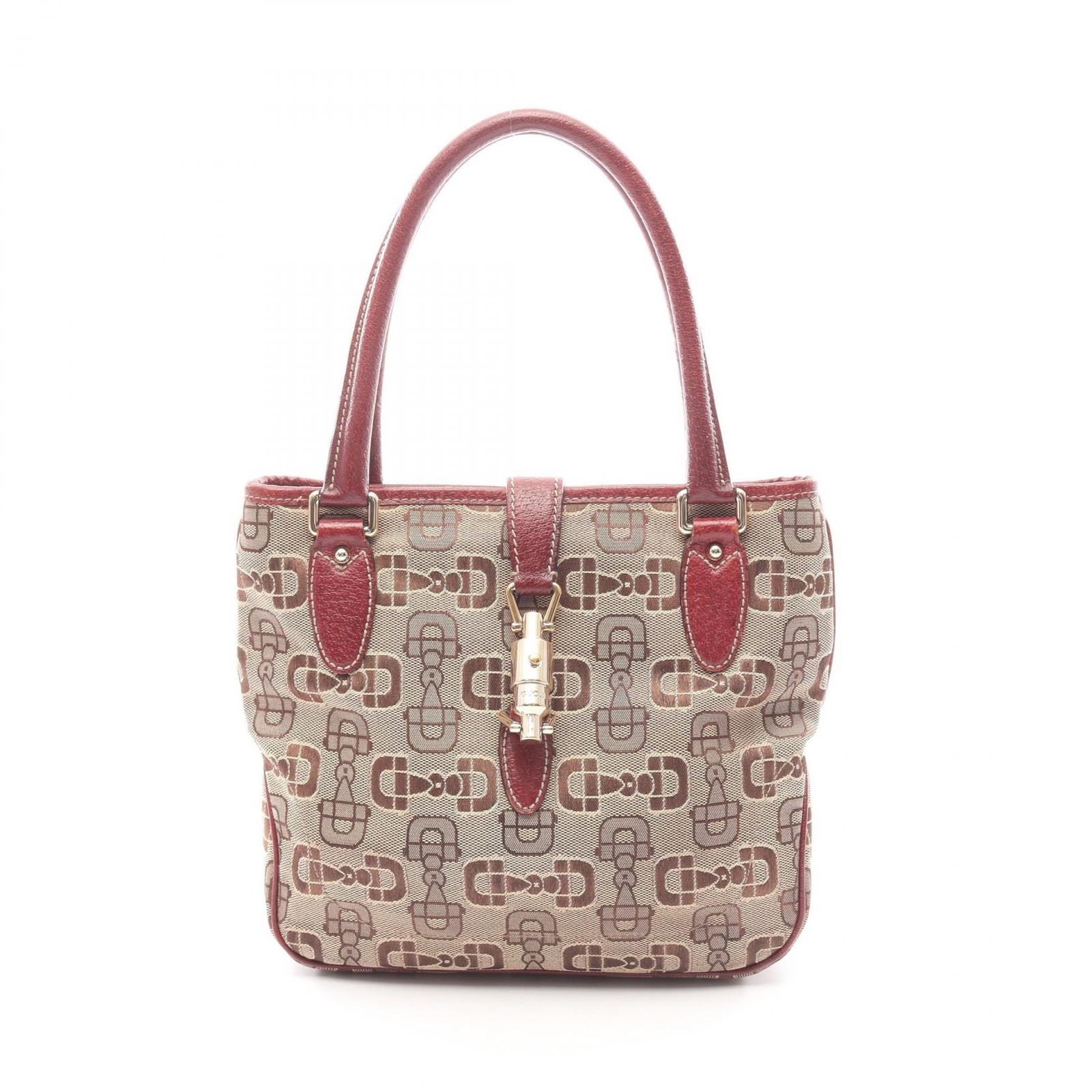 グッチ GUCCI ハンドバッグ ニュージャッキー ホースビット 145817 ベージュ/ブラウン/ボルドー キャンバス レザー ホースビット ニュージャッキー ハンド レディース