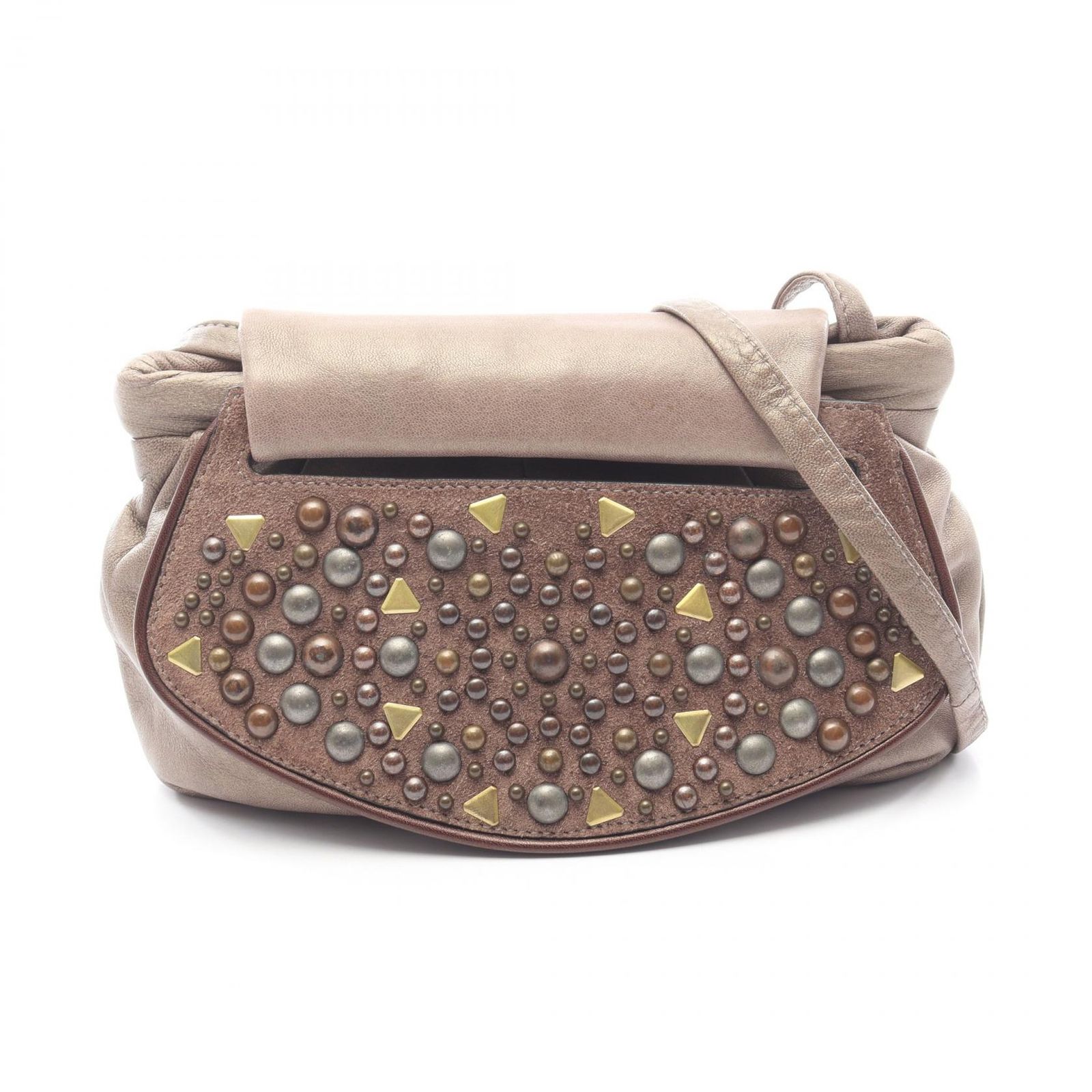 ロエベ LOEWE ショルダーバッグ ビジュー ブラウン レザー ショルダーバッグ レディース Used B
