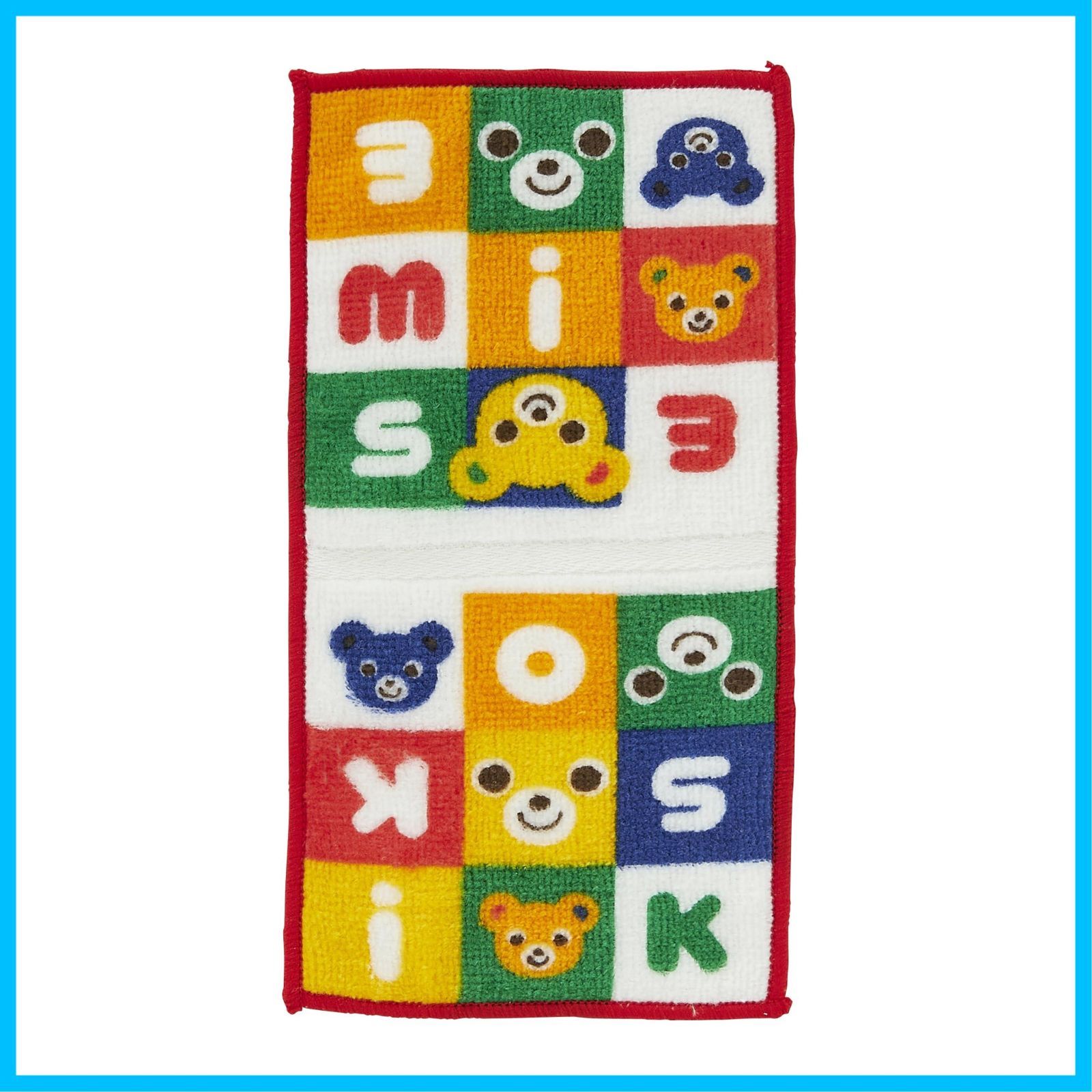 【特価商品】15-4161-680 子供服 マルチカラー 保育園 幼稚園 キッズ ベビー 女の子 男の子 日本製 うさぎ くま ロゴ 8cm×16cm ハンカチ ハーフハンカチ ポケットタオル ミニタオル