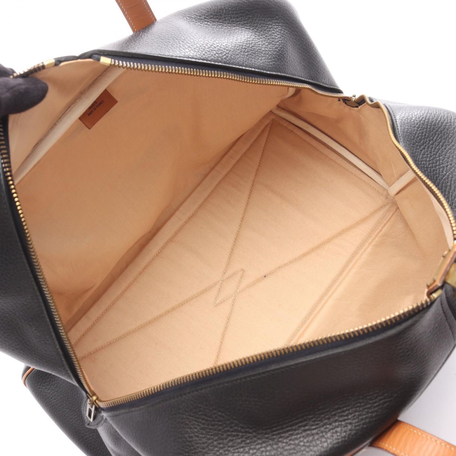 エルメス HERMES ボストンバッグ ヴィクトリア43 ブラック/ナチュラル レザー ヴィクトリア43 ブラック/ナチュラル レディース Used A