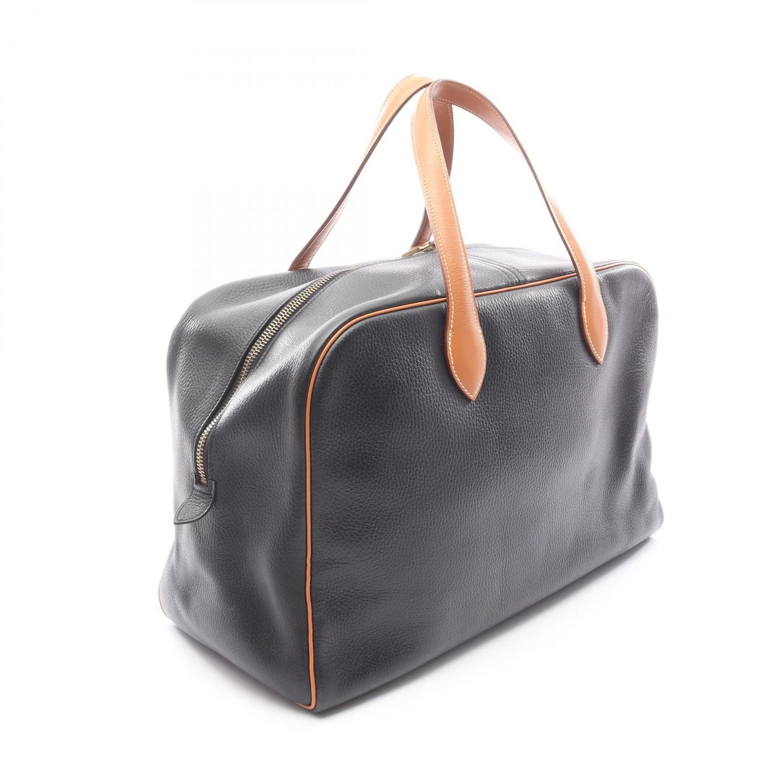 エルメス HERMES ボストンバッグ ヴィクトリア43 ブラック/ナチュラル レザー ヴィクトリア43 ブラック/ナチュラル レディース Used A