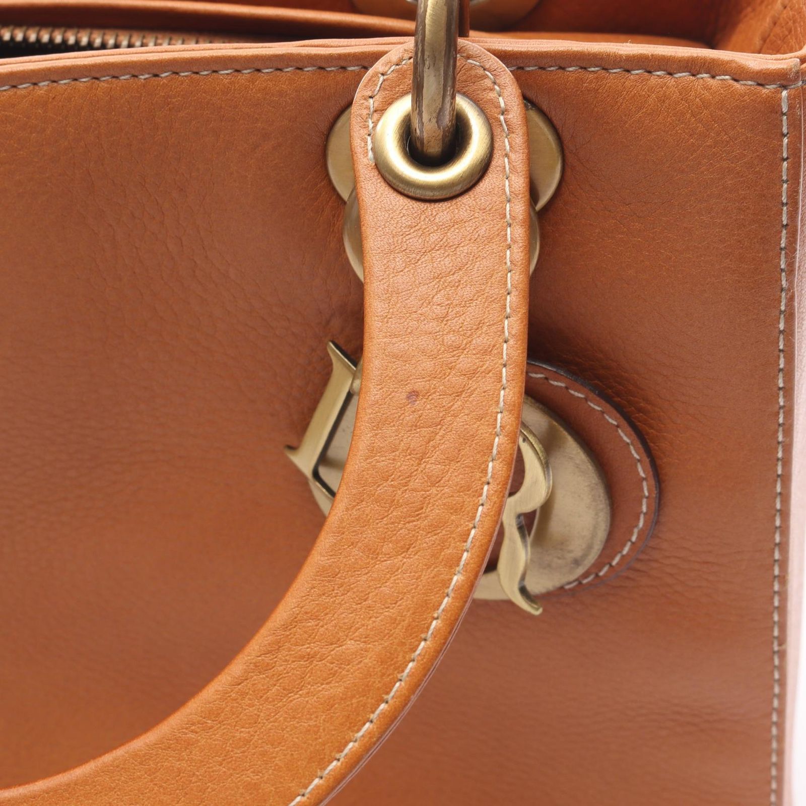 ディオール Dior ハンドバッグ LADY DIOR レディディオール ミディアム カナージュ 2WAY キャメル レザー レディディオール 2wayトート ミディアム レディース Used B