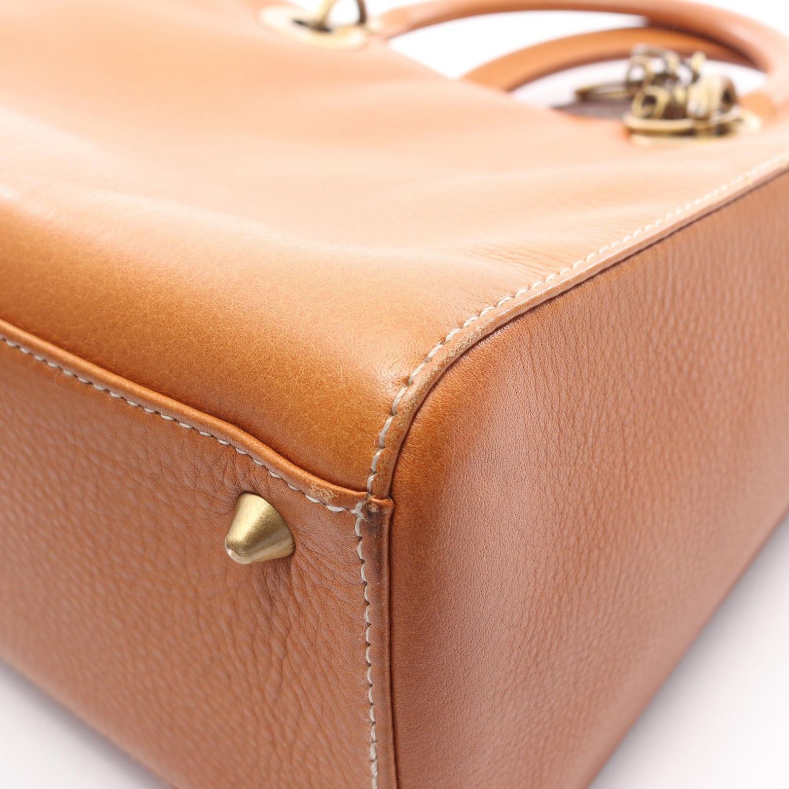 ディオール Dior ハンドバッグ LADY DIOR レディディオール ミディアム カナージュ 2WAY キャメル レザー レディディオール 2wayトート ミディアム レディース Used B