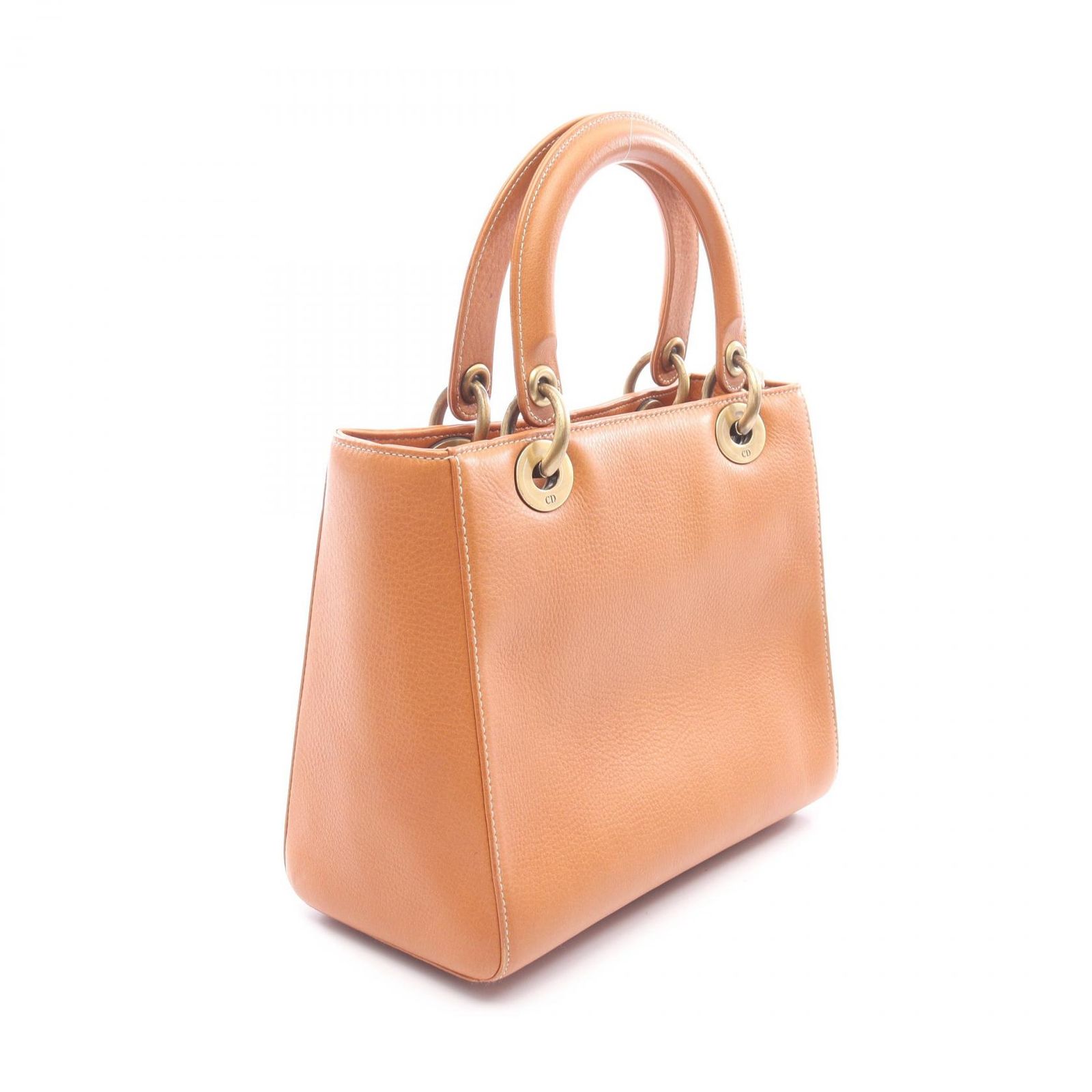 ディオール Dior ハンドバッグ LADY DIOR レディディオール ミディアム カナージュ 2WAY キャメル レザー レディディオール 2wayトート ミディアム レディース Used B