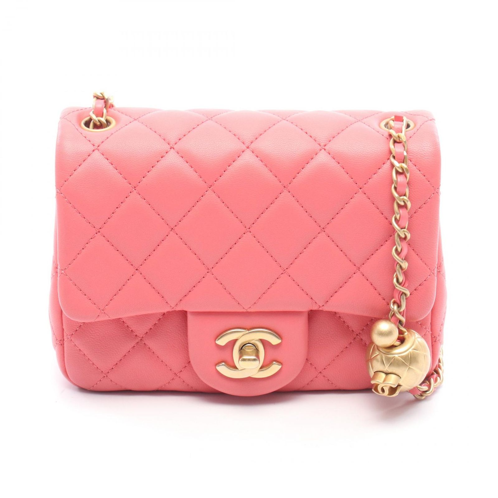 シャネル CHANEL ショルダーバッグ マトラッセ AS1786 ピンク レザー ミニマトラッセ ココボール チェーンショルダー レディース Used A