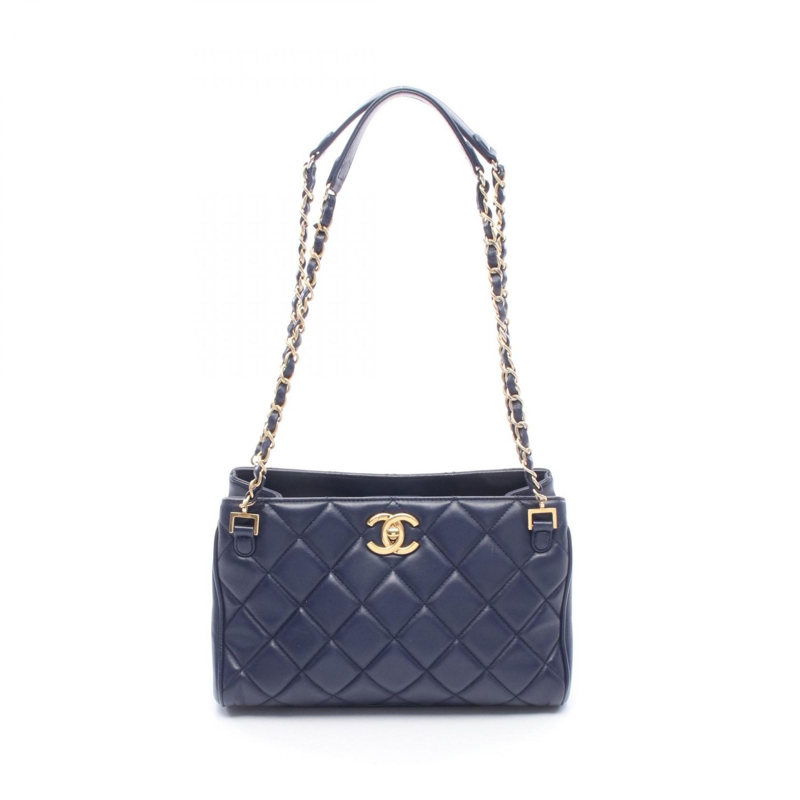 シャネル CHANEL ショルダーバッグ マトラッセ ネイビー レザー マトラッセ ショルダートート レディース Used B