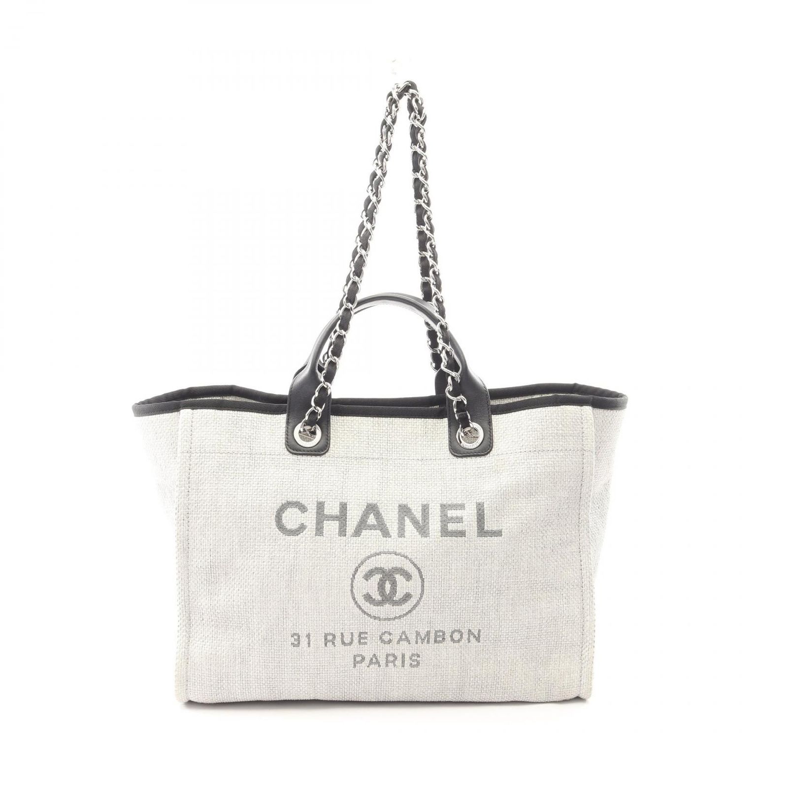 シャネル CHANEL トートバッグ ドーヴィルGM 2WAY A66941 ライトグレー レザー ドーヴィル チェーントートGM レディース Used B