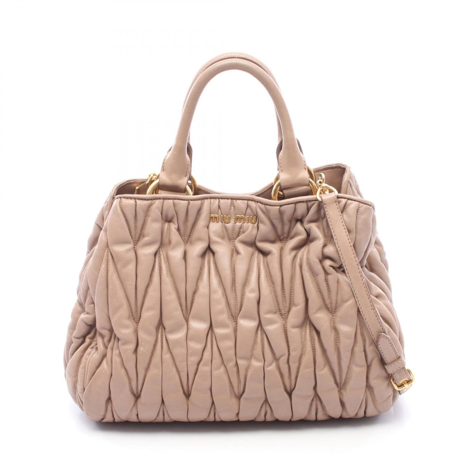 ミュウ ミュウ Miu Miu ハンドバッグ マテラッセ 2WAY ライトブラウン レザー マテラッセ 2wayハンドバッグ レディース Used B