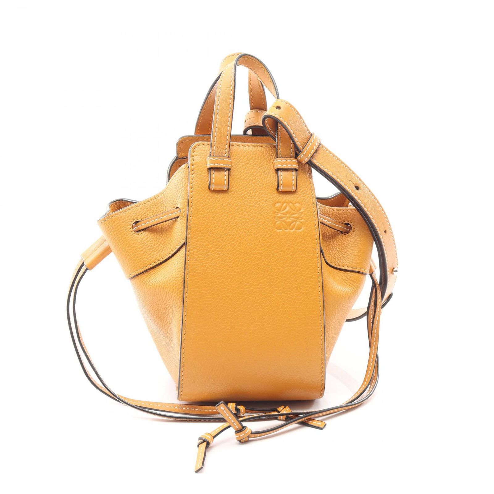 ロエベ LOEWE ハンドバッグ ハンモック ドローストリングバッグ ミニ 2WAY マスタード レザー ハンモック ドローストリングバッグ ミニ レディース Used A