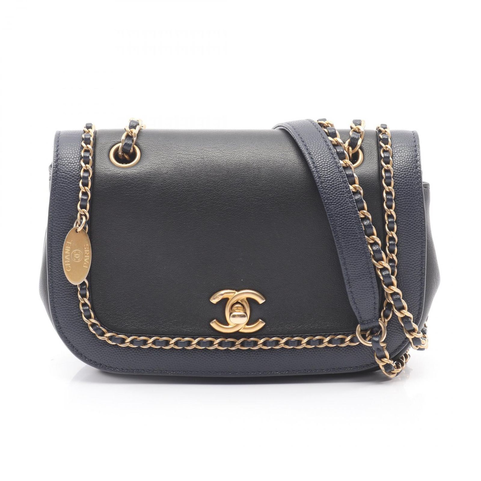 シャネル CHANEL ショルダーバッグ チェーンアラウンド フラップバッグ AS0371 ネイビー/ブラック ラムスキン（羊革） キャビアスキン(グレインドカーフ) チェーンアラウンド フラップバッグ 274,860円