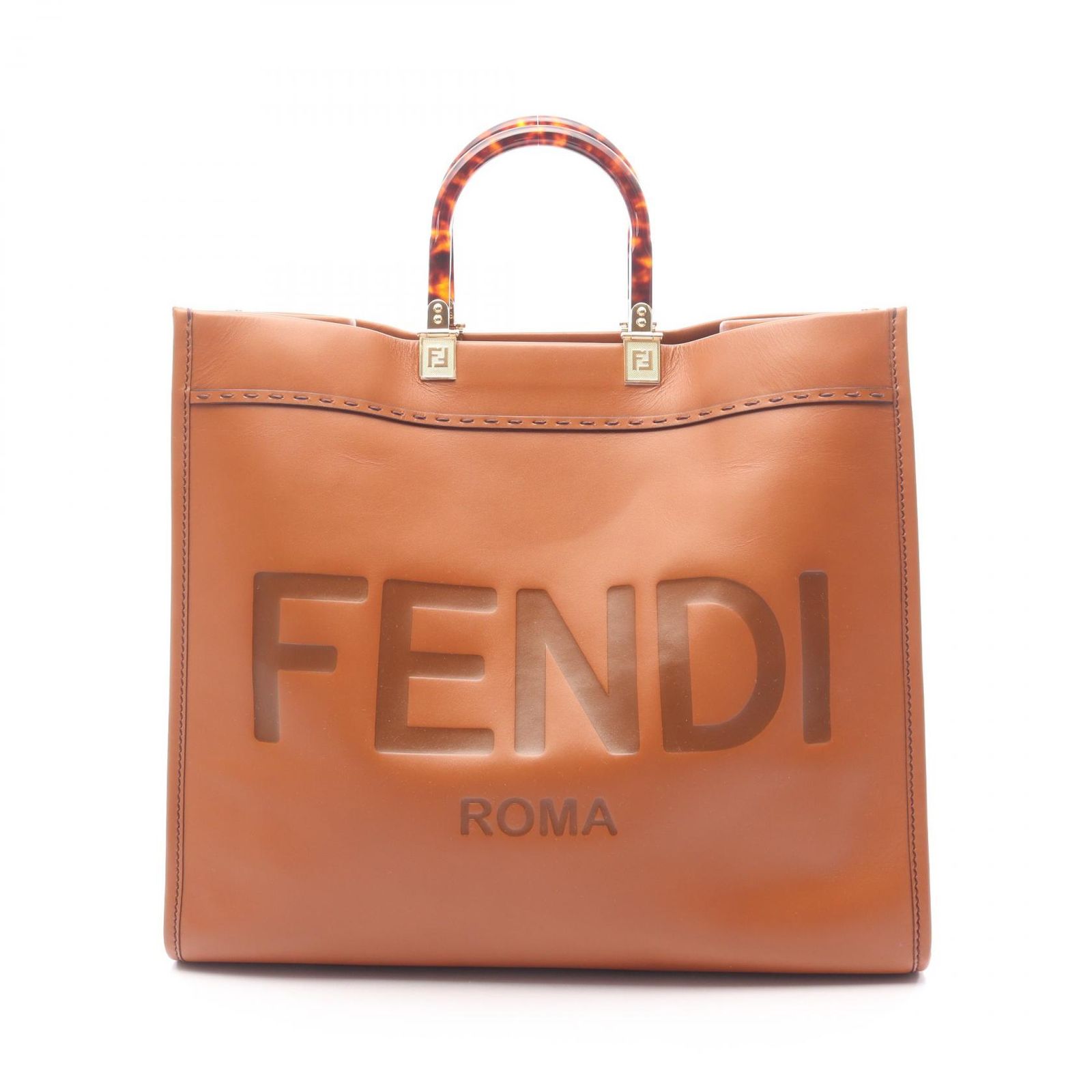 フェンディ FENDI トートバッグ サンシャイン ラージ 8BH372 ブラウン レザー サンシャイン ラージ レディース Used A