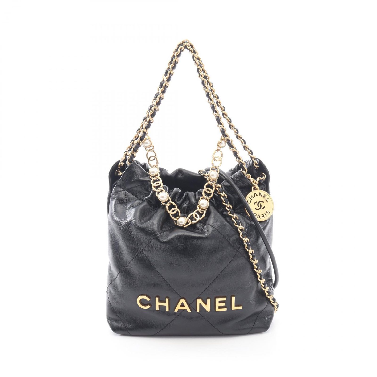 シャネル CHANEL ショルダーバッグ CHANEL 22 ミニ 2WAY AS3980 ブラック レザー CHANEL22 マトラッセ ミニ チェーンショルダー レディース Used A