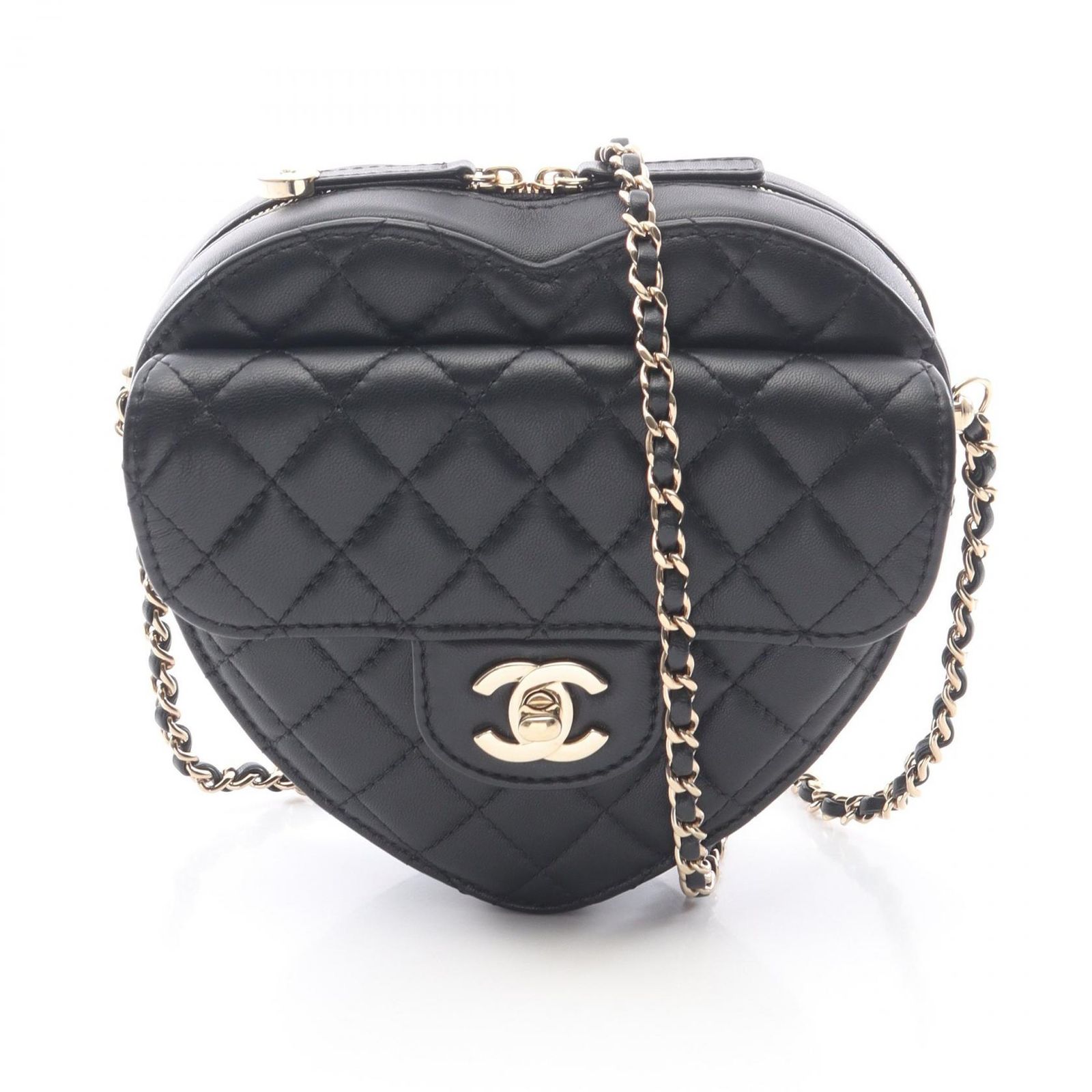 シャネル CHANEL ショルダーバッグ マトラッセ ハート AS3191 ブラック ラムスキン（羊革） マトラッセ ハートシェイプ チェーンショルダー レディース Used A 369,360円