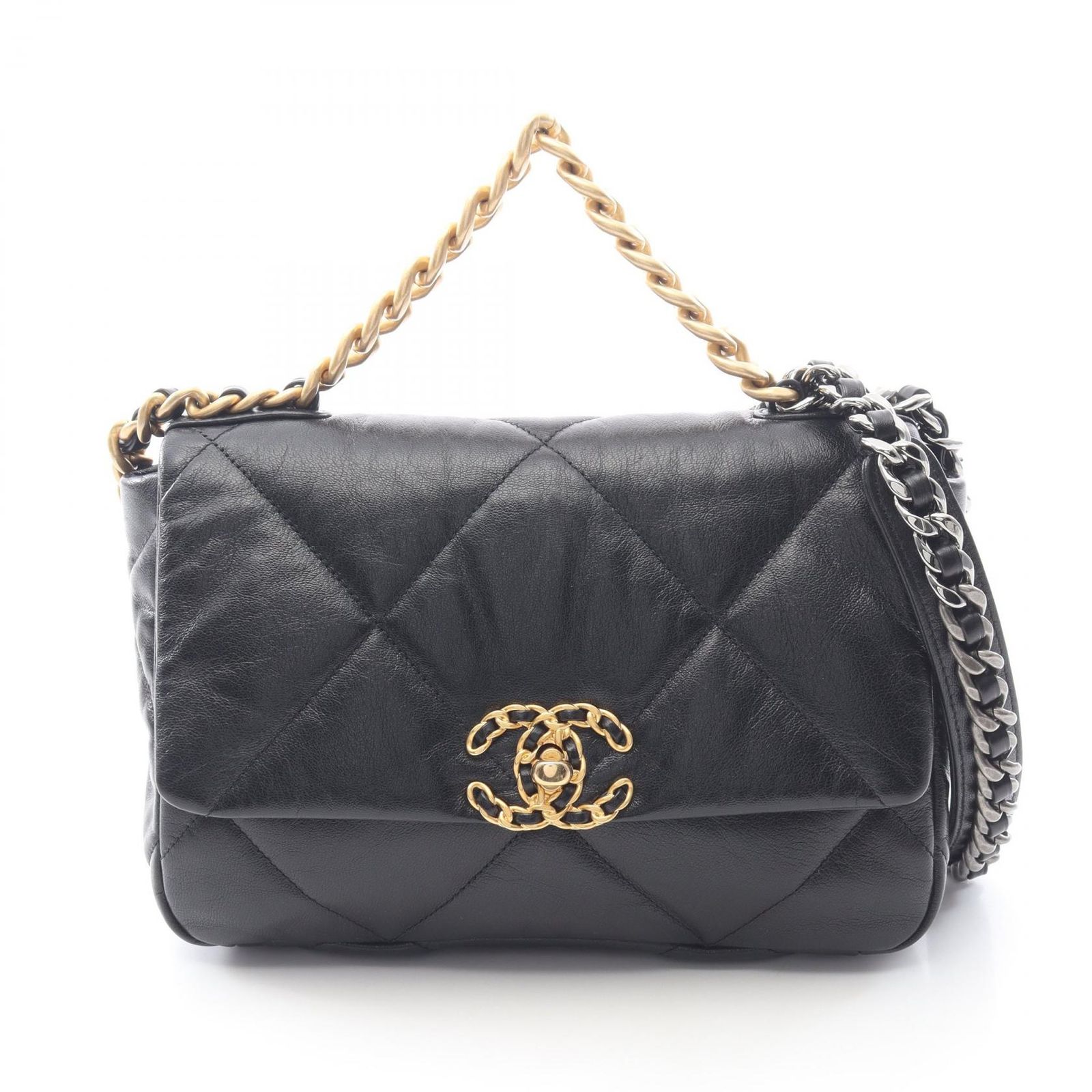 シャネル CHANEL ショルダーバッグ 19 ディズヌフ マトラッセ AS1160 ブラック レザー CHANEL19 マトラッセ チェーンショルダー レディース Used A
