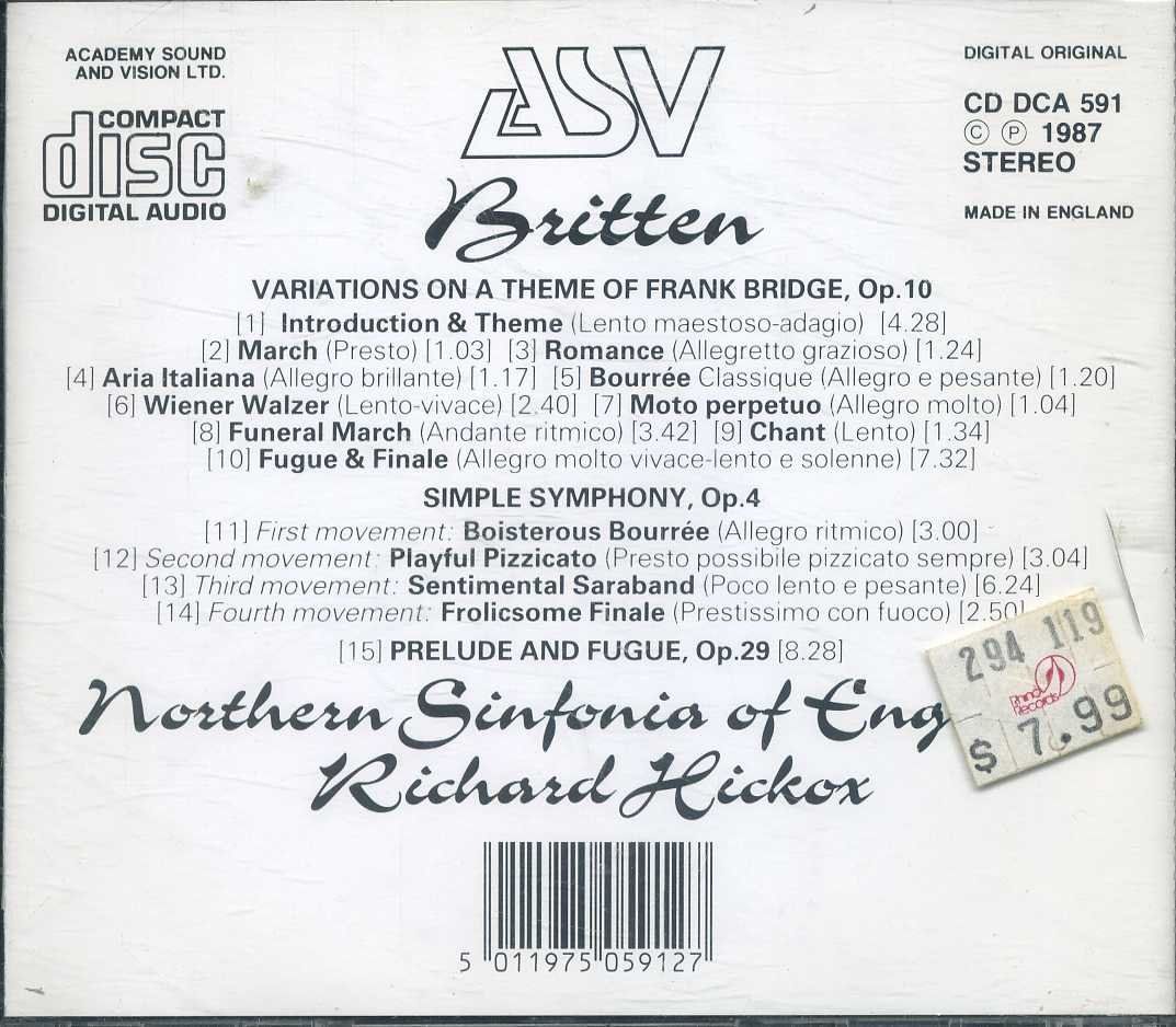 【CD】Variations on a Theme of Frank Bridge