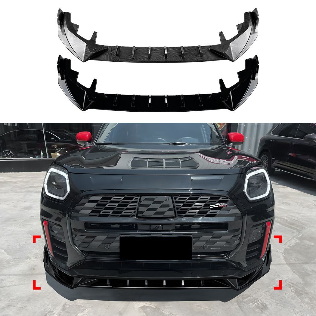 【送料無料】Mini カントリーマン JCW U25 (Mini Countryman JCW U25) 2024+ フロントリップ スポイラー カナード エアロ カスタム ドレスアップ スポーティ 簡単取付 アクセサリー