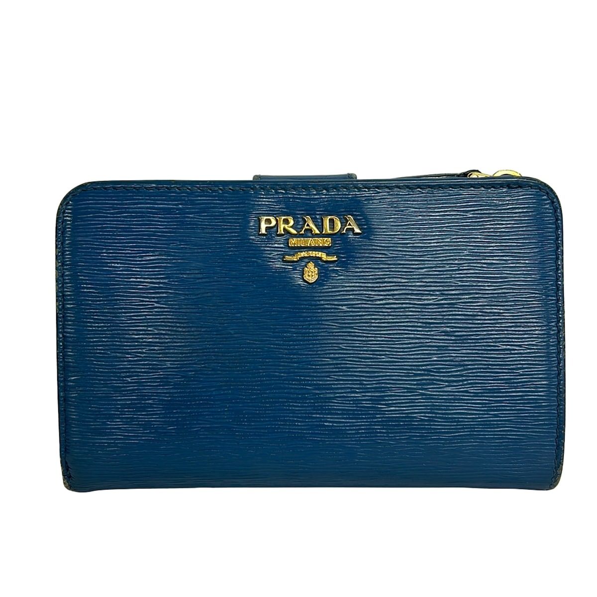PRADA(プラダ) 2つ折り財布 - 1ML225 ブルー レザー