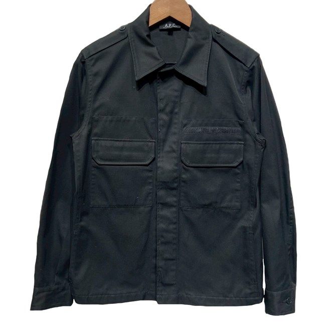 【中古】　A.P.C.　スポーツジャケット　アウター　無地　フロントポケット　ワッペン　エポーレット　マニッシュ　フランス製　古着　/1584