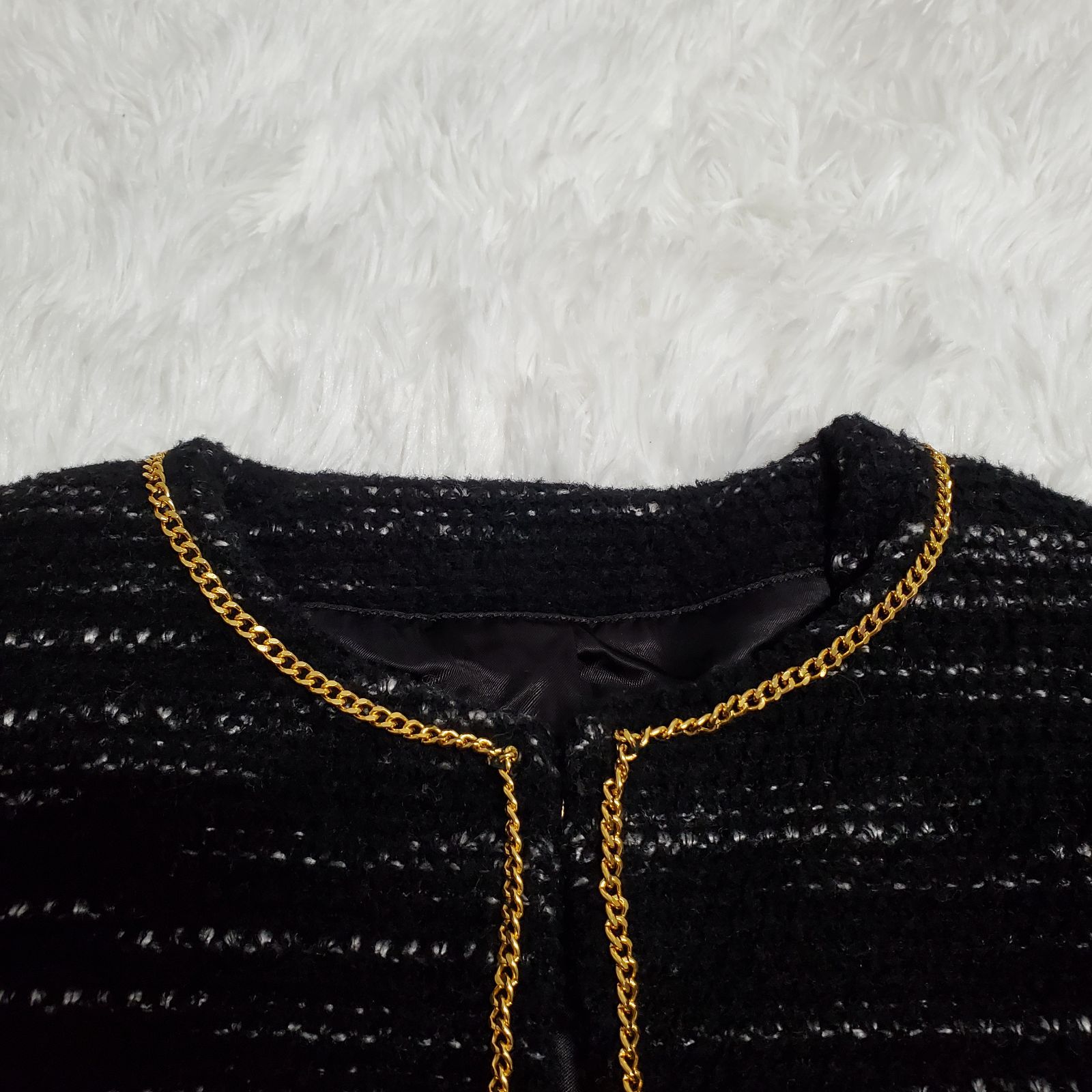 希少✨サカイ sacai ツイード フリンジスリーブ ノーカラージャケット