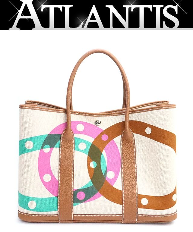 【広尾店】新品 エルメス HERMES ガーデンパーティPM トートバッグ トワルアッシュ×ネゴンダ ベージュ×ゴールド G刻印(2026年) 【19123】