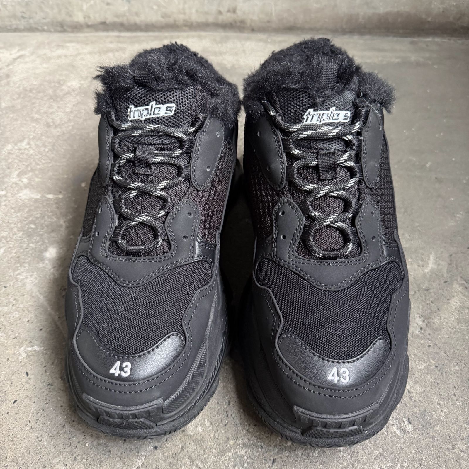 BALENCIAGA TRIPLE S FUR ダッドスニーカー ブラック 43 バレンシアガ
