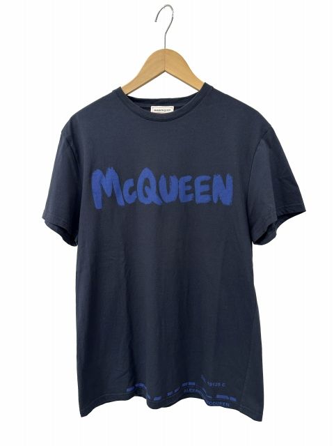 アレキサンダーマックイーン ALEXANDER MCQUEEN フロント ロゴ プリント 半袖 Tシャツ XS 紺 ネイビー ブランド古着ベクトル 中古260512