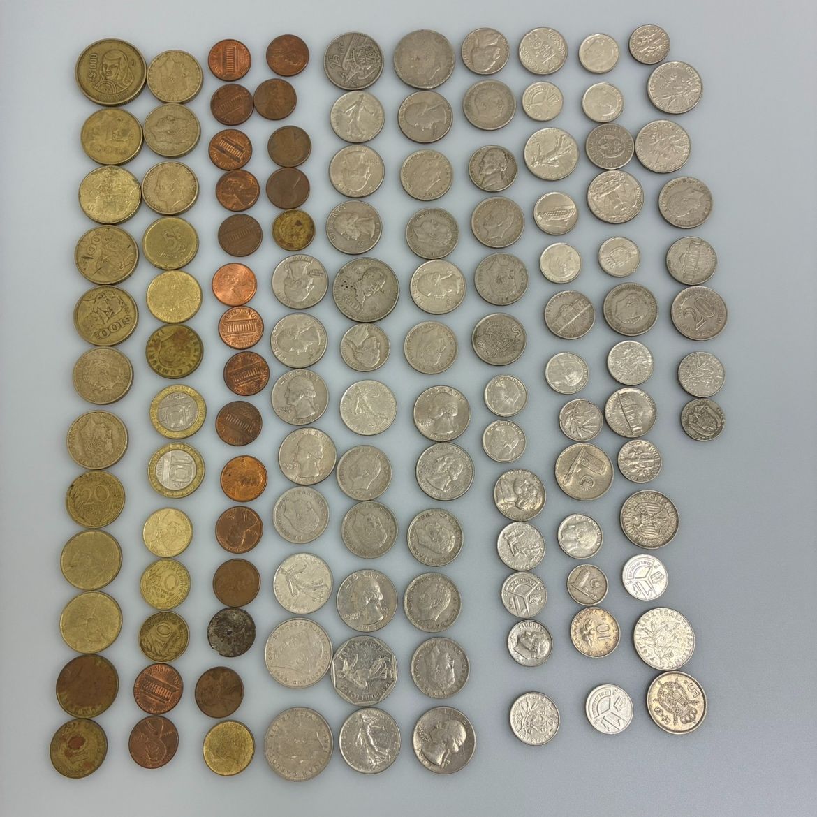 海外コイン 外貨まとめ売り 約100枚 世界の硬貨 アメリカ/フランス