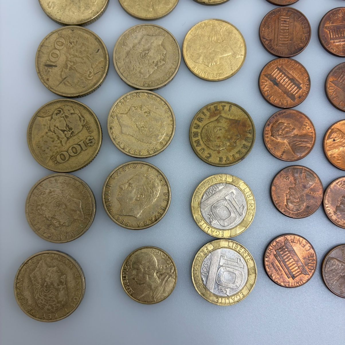 海外コイン 外貨まとめ売り 約100枚 世界の硬貨 アメリカ/フランス