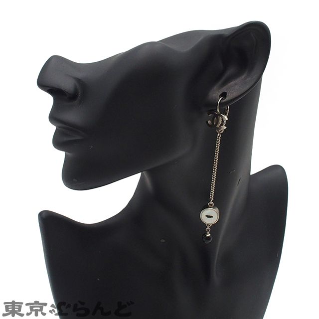 シャネルピアス　美品 241100081744 シャネル CHANEL ピアス シルバーxブラック メタル