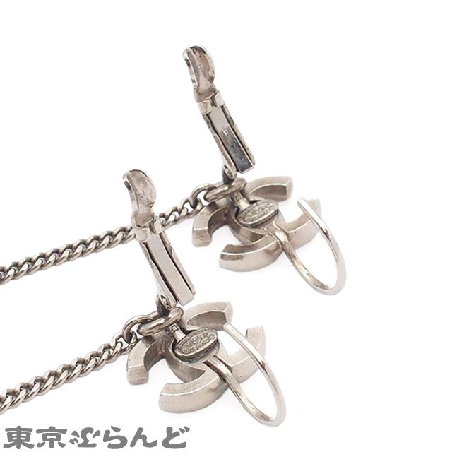 シャネルピアス　美品 241100081744 シャネル CHANEL ピアス シルバーxブラック メタル