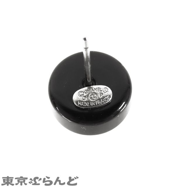 101821046 シャネル CHANEL ミラー ピアス ブラックxゴールド 